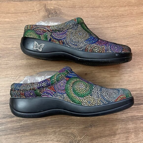 Alegria Kayla Kay 387 Rainbow Multi Color Mosaic Slip On Clogs Mules Sz 36 - Picture 5 of 11